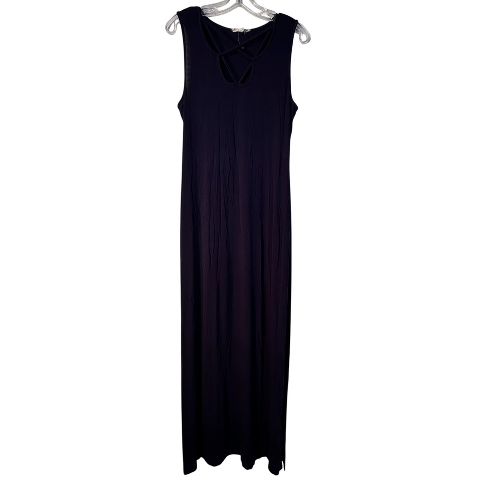 Pink Rose Navy Blue Strappy Lattice Neck Sleeveless Maxi Dress XL